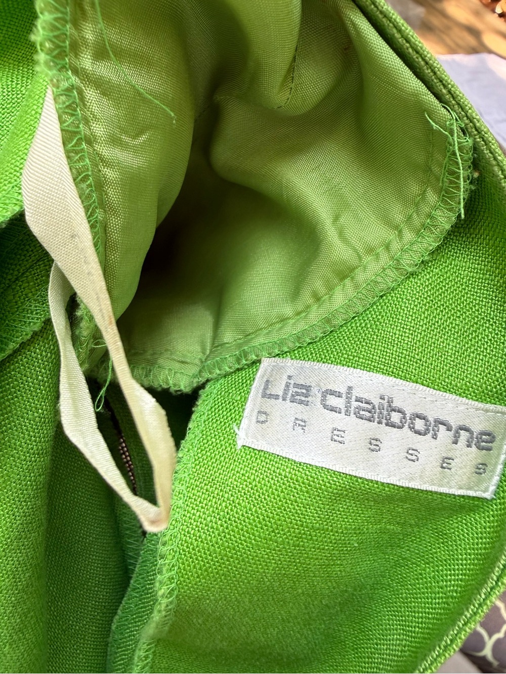 80’sLinen Liz Claiborne Chartreuse Dress ETSY’s TRENDING COLOR OF THE SEASON - Picture 4 of 8